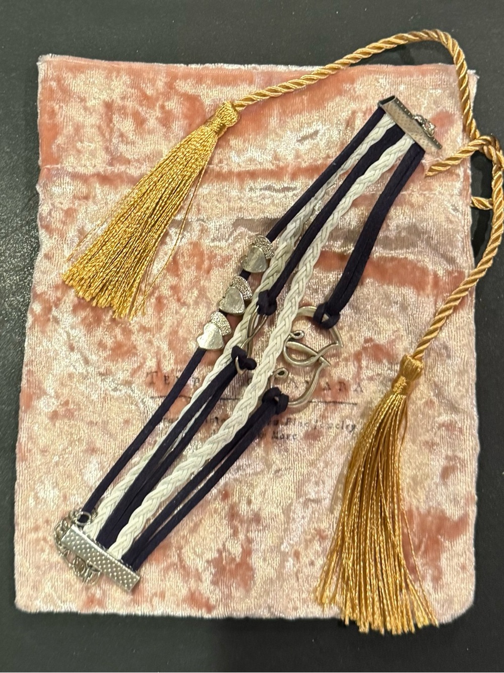 Boho Multi-Strand Purple and Cream Bracelet
